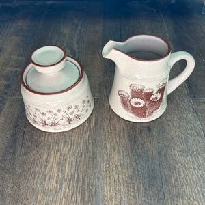 Noritake Desert Flowers Stoneware Cream and Sugar Set 8341 Japan Vintage